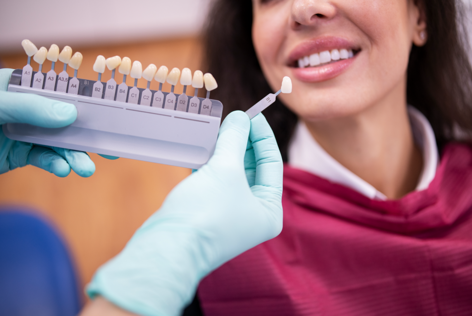 Woman receiving dental shade match